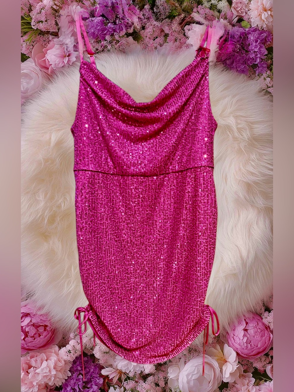 wild fable Hot Pink Sequin Mini Dress size XXL - Picture 4 of 11